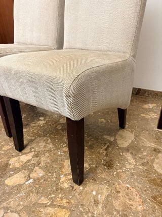 8 Sillas Comedor Tela Beige y Madera
