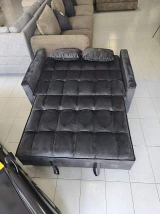 Sofá Cama Paulo Gris Terciopelo