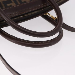 FENDI Zucca Canvas Hand Bag 2way Black Brown Auth