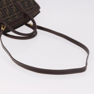 FENDI Zucca Canvas Hand Bag 2way Black Brown Auth