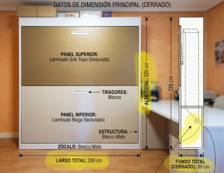 Litera abatible doble compacta. 220x206x39