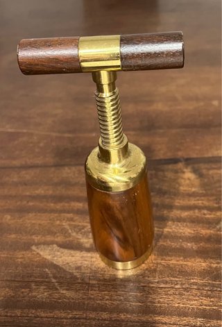 Cavatappi Vintage in Ottone Massiccio e Legno Preg
