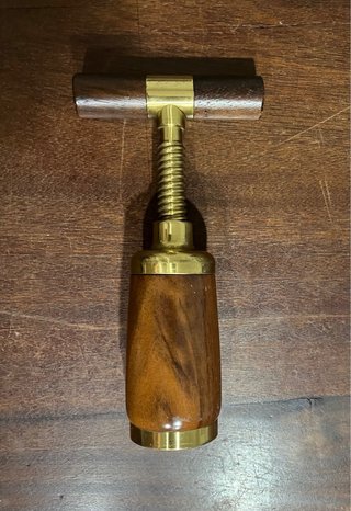 Cavatappi Vintage in Ottone Massiccio e Legno Preg