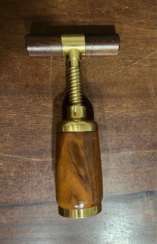 Cavatappi Vintage in Ottone Massiccio e Legno Preg