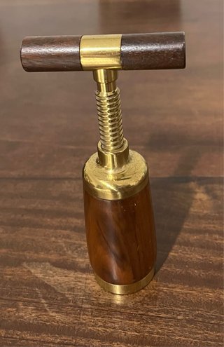 Cavatappi Vintage in Ottone Massiccio e Legno Preg