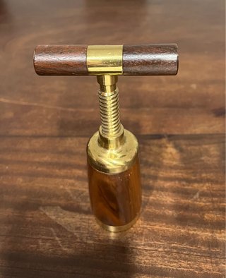 Cavatappi Vintage in Ottone Massiccio e Legno Preg