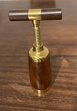 Cavatappi Vintage in Ottone Massiccio e Legno Preg