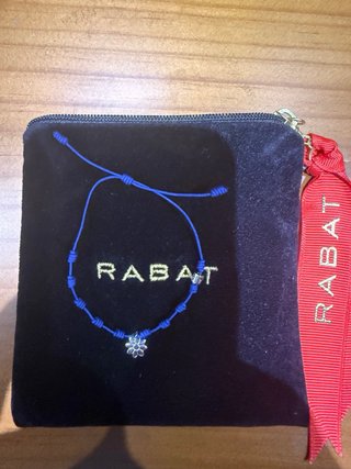 Pulsera Rabat Flor Plata y Cordón Azul