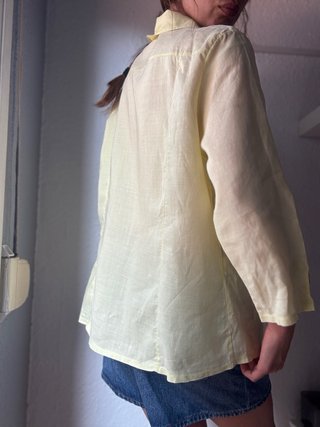 Camisa Lino Amarillo Vintage Talla XL