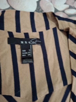 Vestido Mango Rayas Beige y Negro