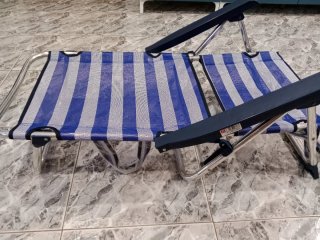 Silla de Playa Reclinable de Rayas Azul/Blanco
