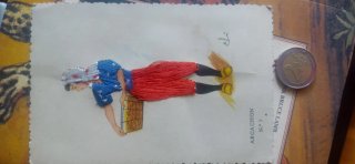 Postal bordada Paris French Cancan