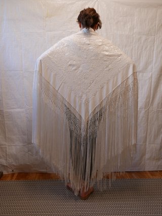 Mantón Manila Seda Natural Marfil
