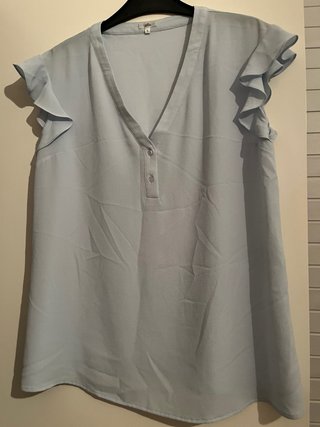 Blusa azul manga volante talla S