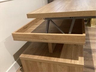 Mesa centro elevable estilo Japandi madera