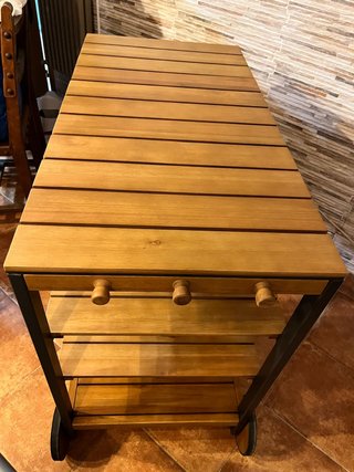 Mesa auxiliar de jardín madera y metal