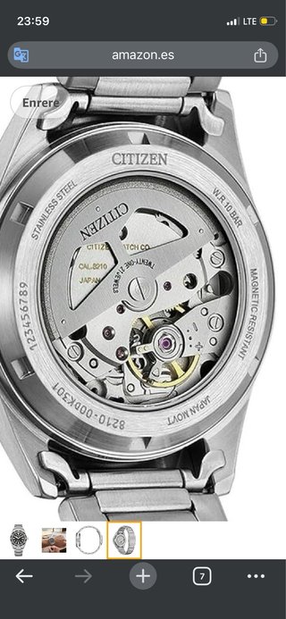 Reloj Citizen Automático Negro y Plateado
