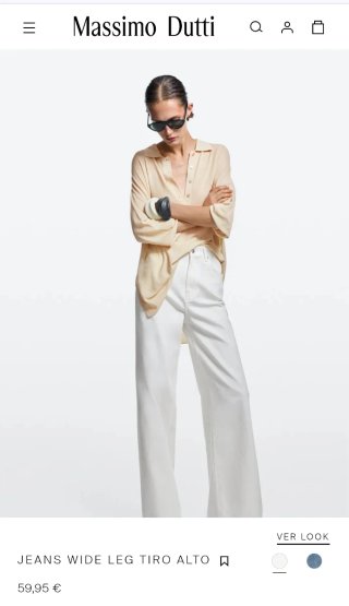 Jeans Massimo Dutti Tiro Alto Ancho Mujer Talla M