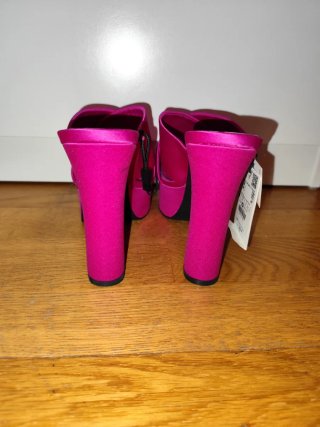 Sandalias Zara Tacón Plataforma Fucsia Talla 38