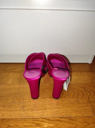 Sandalias Zara Tacón Plataforma Fucsia Talla 38