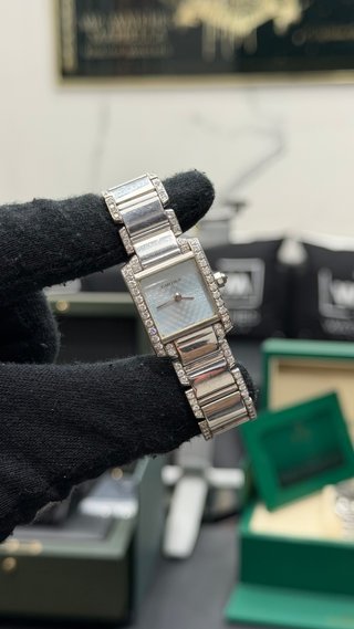 Cartier Tank Française Acero/Oro Blanco Diamantes