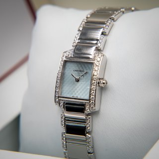 Cartier Tank Française Acero/Oro Blanco Diamantes