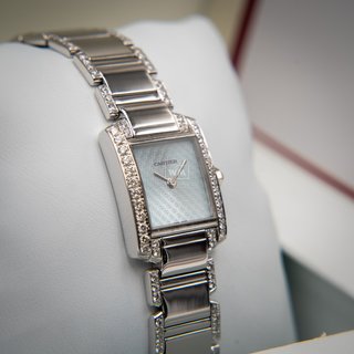 Cartier Tank Française Acero/Oro Blanco Diamantes