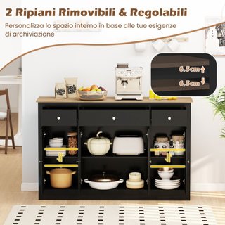Buffet lateral grande de 140 cm con 3 cajones y 2