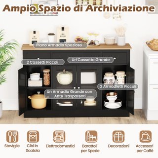 Buffet lateral grande de 140 cm con 3 cajones y 2
