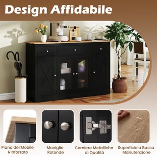 Buffet lateral grande de 140 cm con 3 cajones y 2