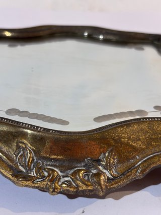 Bandeja bronce espejo decorado