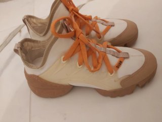 Sneakers donna beige e arancioni