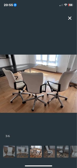 Pack 3 Sillas Estudio Blancas Piel/Metal