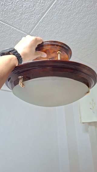 Lámpara de techo madera y cristal