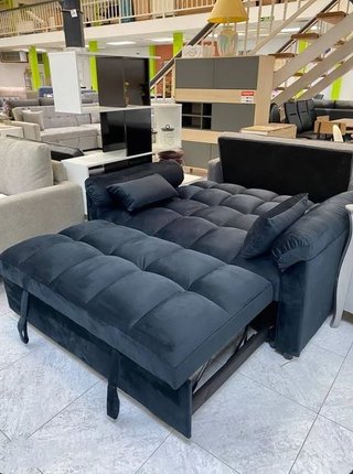 Sofá cama matrimonial negro terciopelo NUEVO