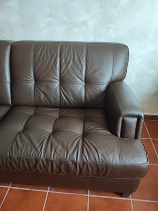 Divano 4 posti in vera pelle marrone scuro