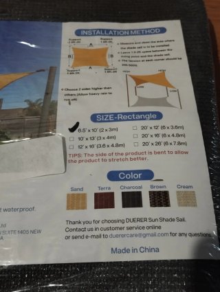 Toldo Rectangular 2x3M color gris oscuro