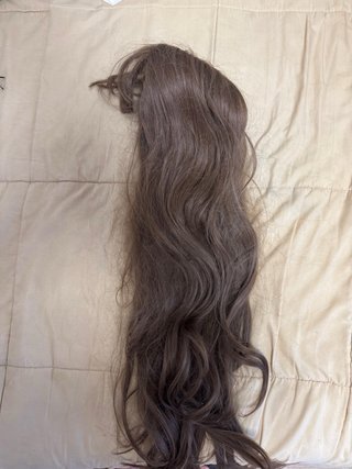 Peluca castaña ondulada pelo natural
