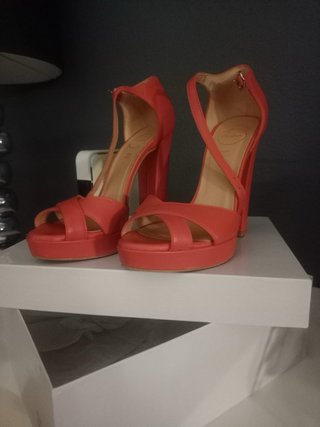 Sandalias tacón ancho naranjas