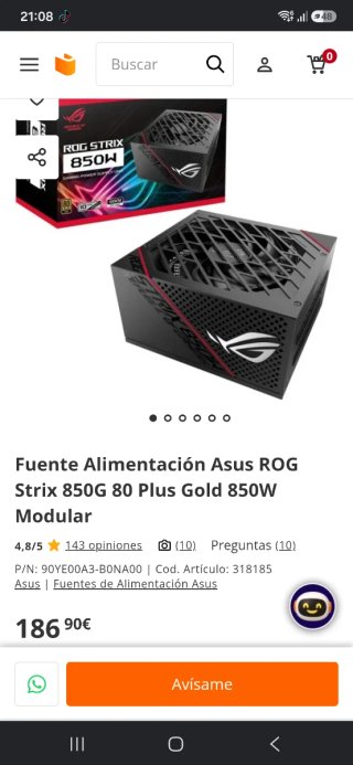 Alimentatore Asus ROG Strix 850W