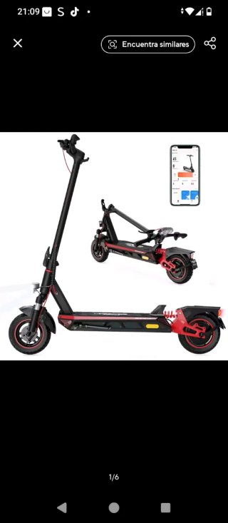 Patinete Eléctrico Plegable Negro y Rojo