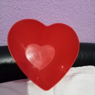Ensaladera Corazón Roja y Transparente