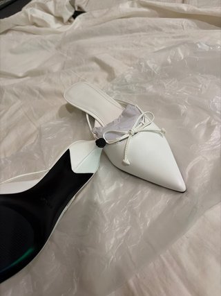 Zapatos Mango Talla 37 Tacón Bajo Blancos