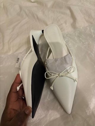 Zapatos Mango Talla 37 Tacón Bajo Blancos