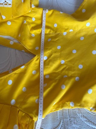 Vestido Flamenco Amarillo Lunares Blanco