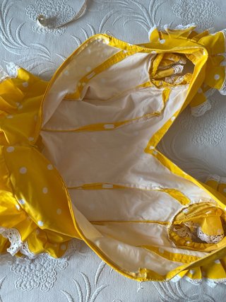 Vestido Flamenco Amarillo Lunares Blanco