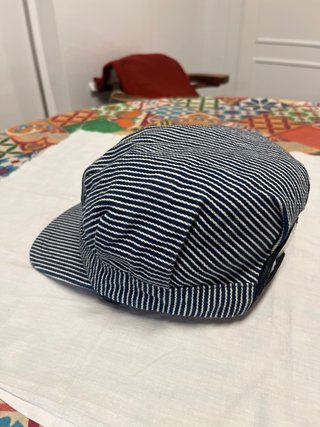 Gorra Maquinista Americano,  Rayas Azul Blanco