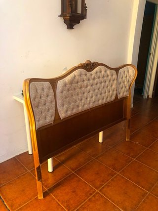 Cabecero de cama 135 cm beige y madera