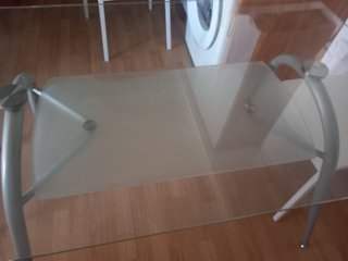 Mesa de cocina cristal y metal
