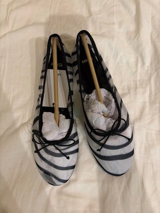 Bailarinas Mango Rayas Blanco y Negro